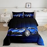 Feelyou Sports Car Comforter Blue Race Car Comforter Set for Kids Boys Girls Extreme Sports Theme Bedding Set Cool Speed Luxury Car Decor Quilt Set with 1 Pillowcase 2Pcs Bedding Twin