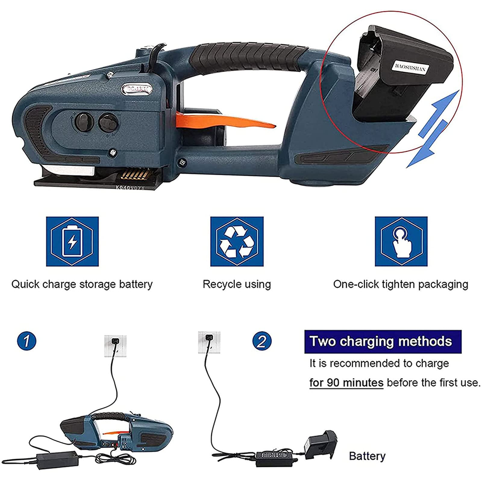 Automatic Strapping Tool For 1/25/8 Inch Wide PP/PET, Rechargeable