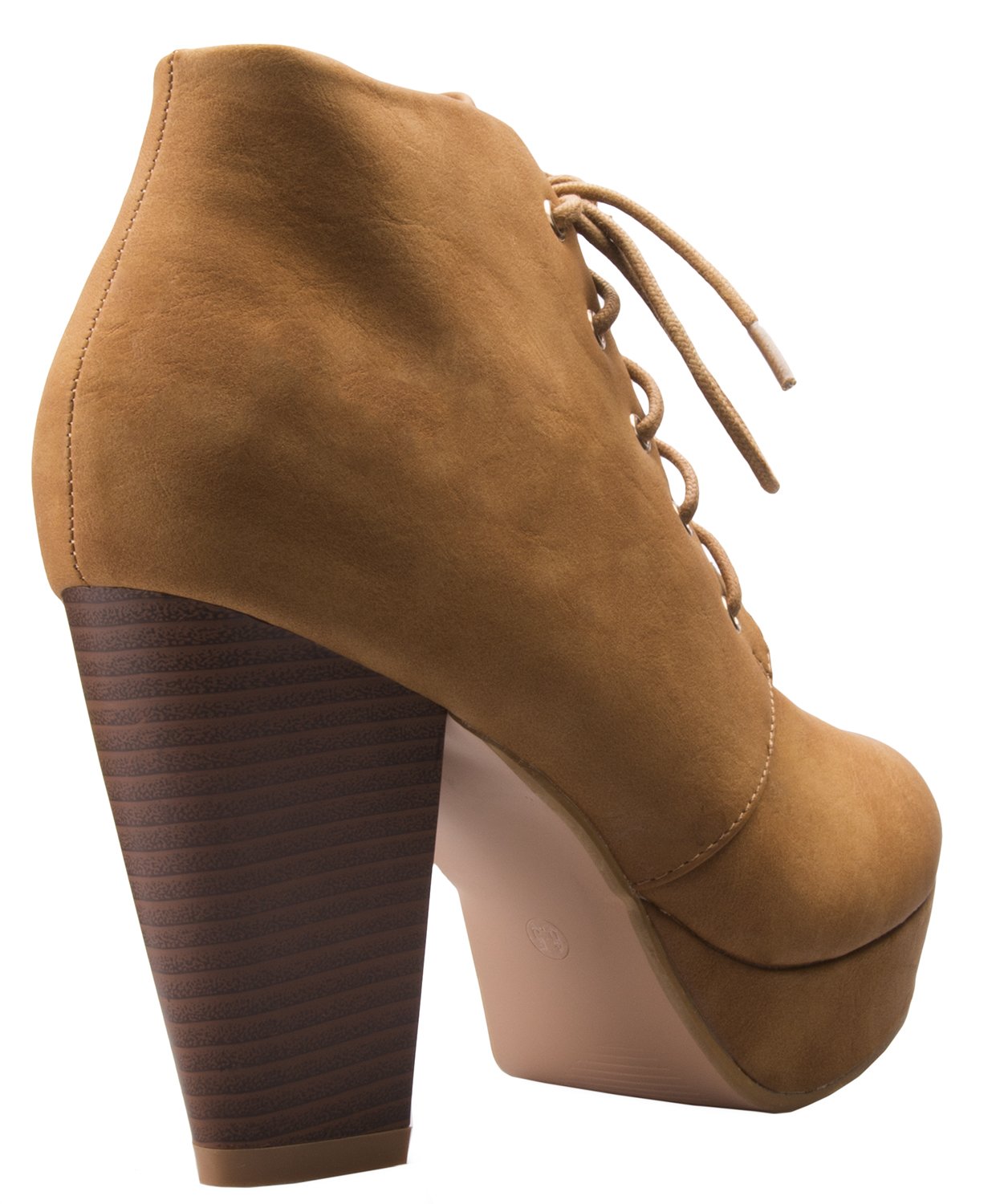 Olivia K Women's Lace up Platform Stacked Chunky Heel Bootie - Image 4