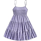 SOLY HUX Girl's Summer Dresses Spaghetti Strap Cute Smocked Dress Short Flowy Sundress