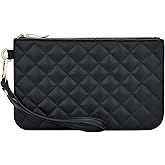 GAYI URBAN Quilted Wristlet Purse for Women, Vegan Leather Wristlet Pouch Zip Clutch Bag, Evening Clutch Purse with strap