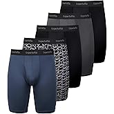 Expertoftio Men's Underwear 9 Inch Long Leg Boxer Briefs for Men, Performance, Moisture Wicking Pack, Anting Chafing, Fly