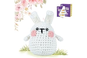 Dowsabel Crochet Kit for Beginners, Crochet Animal Starter Kit with Step-by-Step Video Tutorials, Learn to Crochet Kits for Kids Adults, Ideal Craft Gift - Bunny