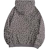 RoseSeek Women's Leopard Print Hoodies Long Sleeve Drawstring Cheetah Hoodies Y2k 90s Hooded Sweatshirt