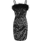 EXARUS Girls Sequin Dress Bodycon Tween Glitter Semi Foraml Party Cocktail Ball Spaghetti Strap Short Kids Fancy Dresses