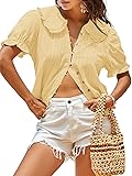 Tankaneo Women's Puff Sleeve Shirts Peter Pan
