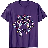 Dog Paw Print Lights Christmas Dog Lover Christmas Men Women Kids T-Shirt