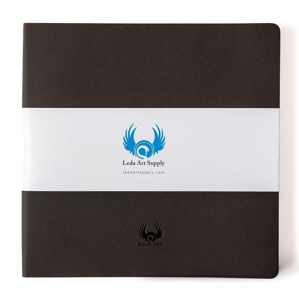 Square-Shaped Sketchbook, 8.3 x 8.3 inches, Lays Flat Flexible Sketch Book for Artists, Ideal for Ink, Water Color, Pen, Pencils, 160 Tear Resistant Pages, Size: Square Medium, Leda Art Supply, Black