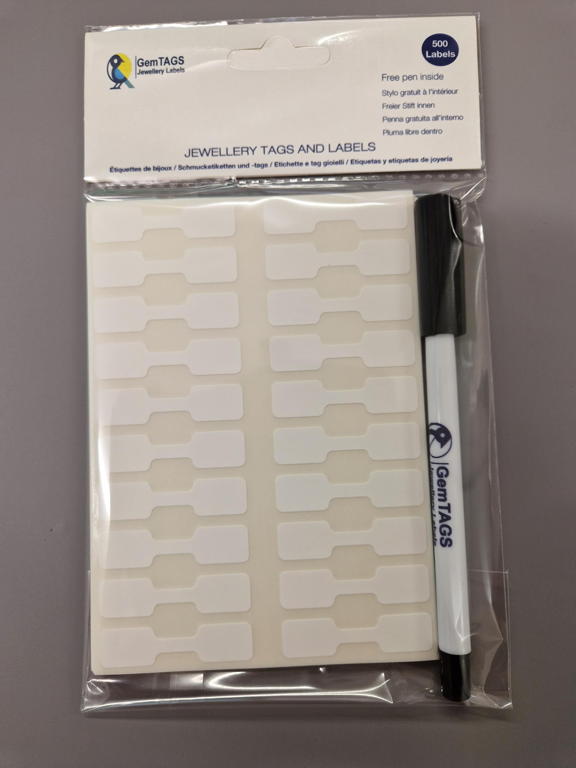 500 X Jewellery Labels Price Tags/Price Stickers/Dumbell Shaped White Labels