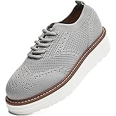 DADAWEN Women's Platform Lace-Up Wingtips Square Toe Oxford Shoes Mesh Breathable Knit Comfort Casual Dressy School Work Dress Shoes