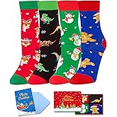 HAPPYPOP Christmas Socks for Kids - Funny Holiday Socks Xmas Gifts for Boys Girls 4 Pack