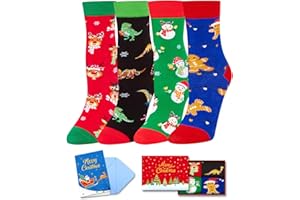 HAPPYPOP Christmas Socks for Kids - Funny Holiday Socks Xmas Gifts for Boys Girls 4 Pack