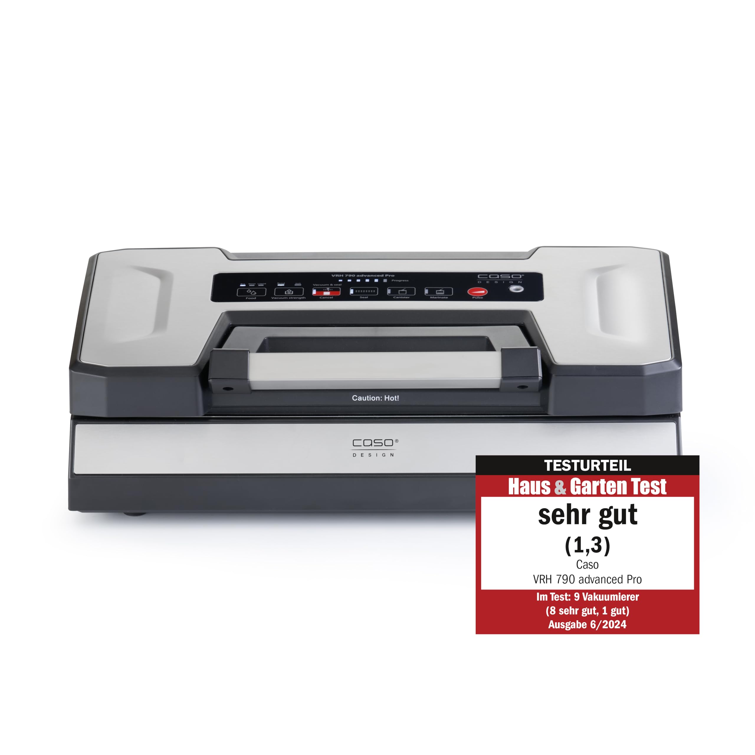 CASO VRH 790 advanced Pro - Vakuumierer, Vakuumiergerät, Testurteil Sehr Gut, 200 Vakuumiervorgänge non-stop, mit patentierter CASOTEK Liquid Funktion, doppelte Schweißnaht, inkl. Vakuumbeutel
