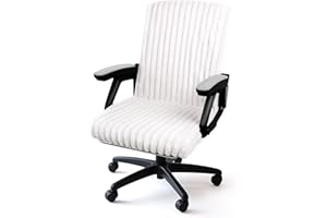 AELS Faux Fur Striped Office Chair Cover, Desk Chair Cover Computer Office Chair Covers - Fits Desk Chair/Armchair, Soft Breathable Fabric - Washable & Removable for Home & Office, Cream White