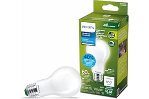 Philips Ultra Efficient LED 60W A19 Daylight Light Bulb, Dimmable Frosted