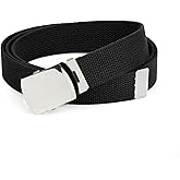 Hold’Em Military Canvas Webbing Belts for MEN’S–Polished Silver Slider Buckle Heavy Duty Adjustable