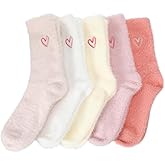 Foaincore 10 Pairs Women's Valentines Heart Fuzzy Socks - Soft Slipper Fluffy Mid-calf Warm Socks Valentines Galentines Gifts