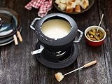 Staub Fondue Set 1.6L Cast Iron Black 18cm 6 Forks Cheese Chocolate Meat view 6