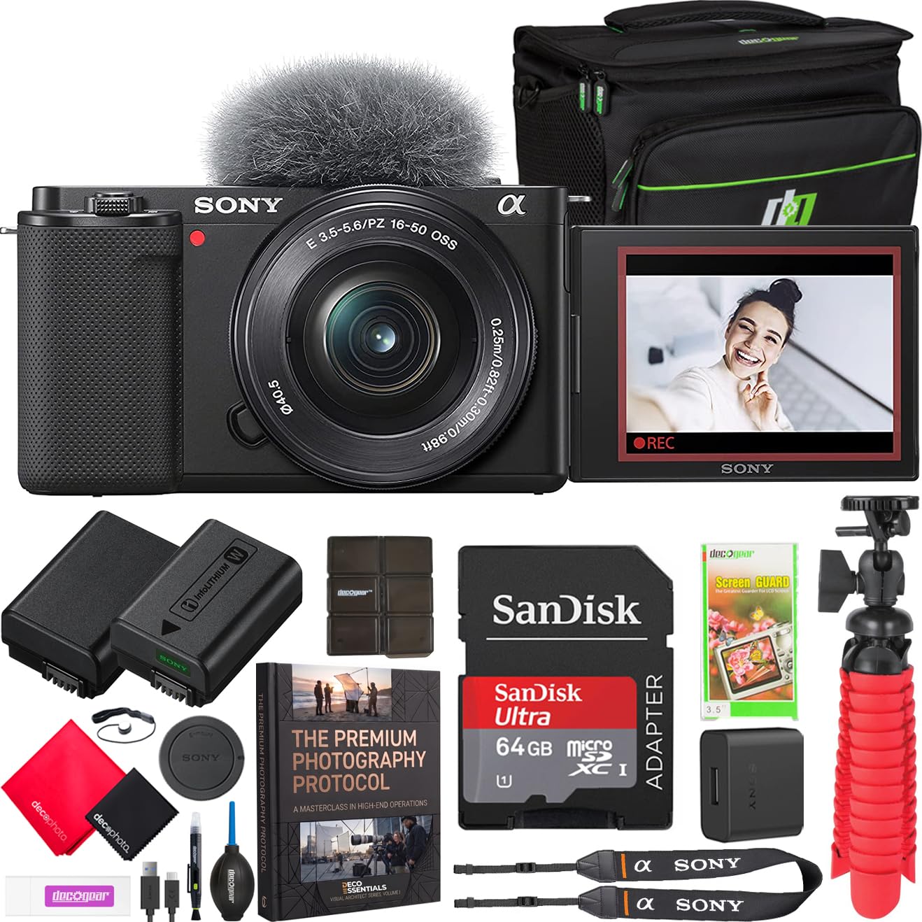 Sony ZV-E10 Mirrorless Alpha APS-C Vlog Camera w/ 16-50mm Lens Black Bundle