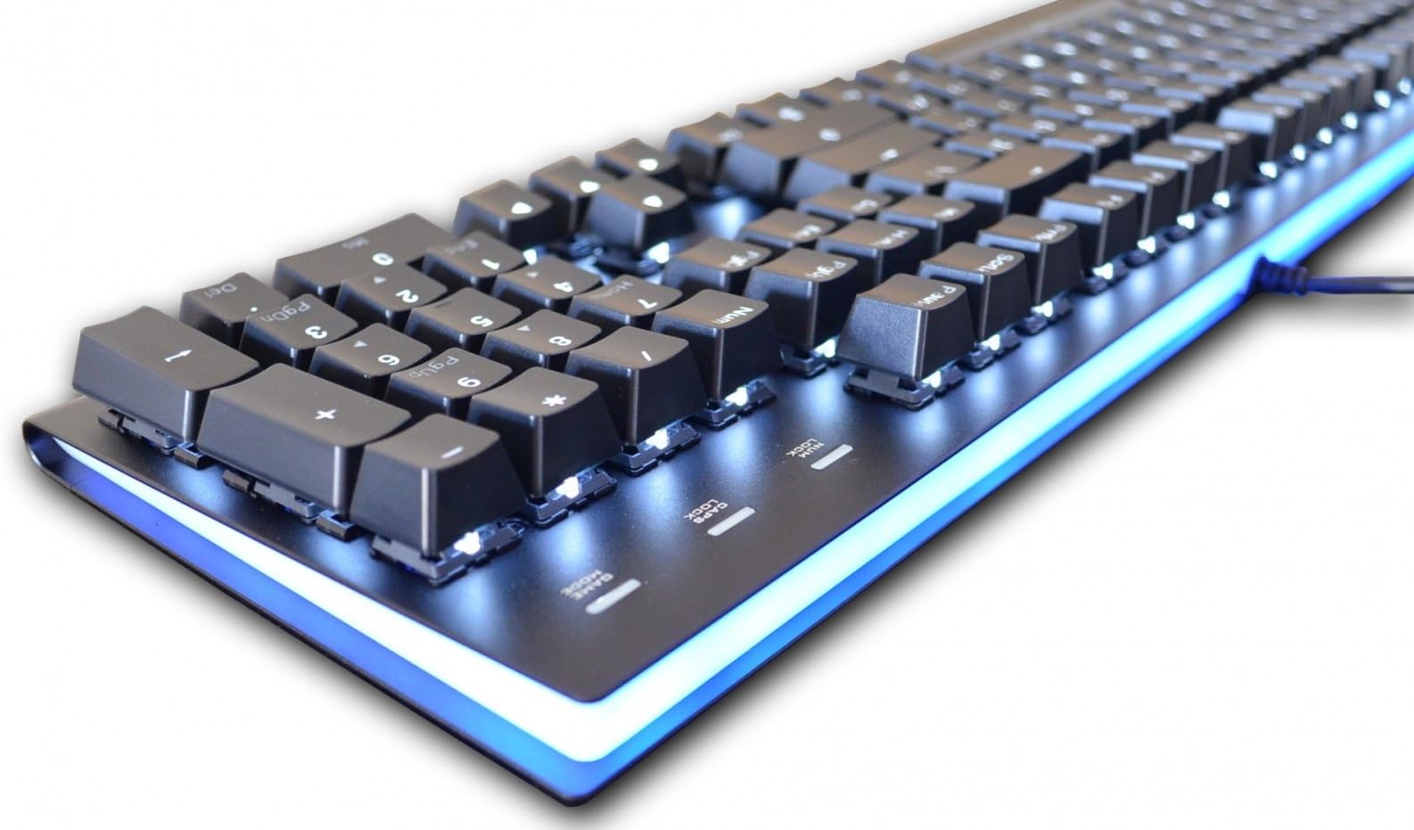 MK Fission RGB Acrylic White LED Backlit Mechanical Keyboard - Black Keycaps, Clear Cherry MX Switches