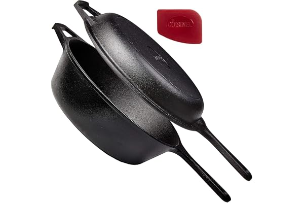 Pre-Seasoned Cast Iron 2-in-1 Multi Cooker - 3-Quart Dutch Oven and Skillet Lid Set Oven Safe Cookware - Use As Dutch Oven an