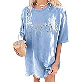 Remidoo Womens Oversized Graphic Tees Short Sleeve T Shirt Casual Vacation Top