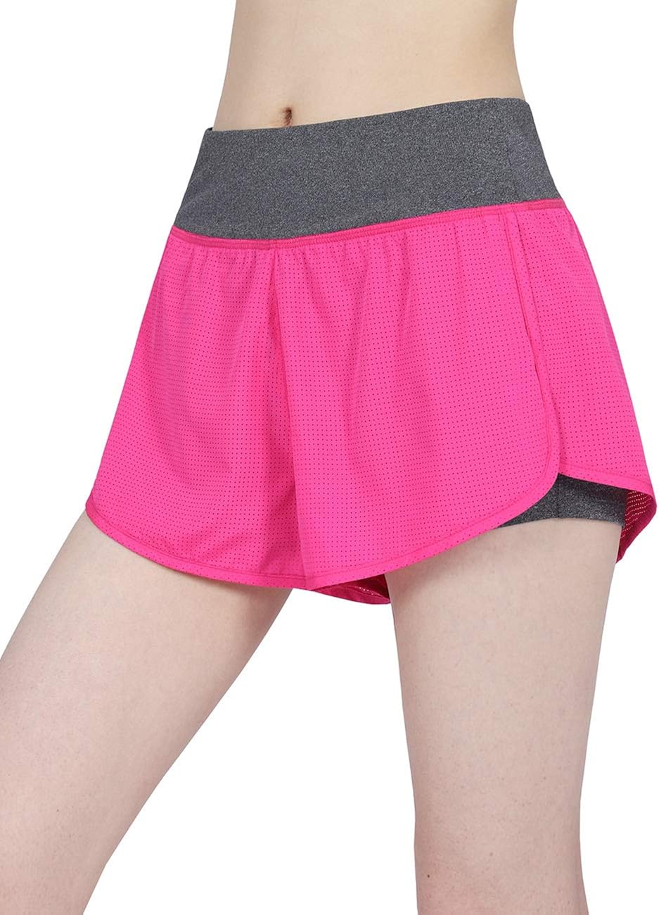 DISHANG Women's Compression 2-in-1 Running Shorts Double Layer Back Zip Pocket New at  Women’s Clothing store