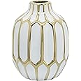 Sagebrook Home Bud Ceramic Vases Decorative Ceramic Flower Vase Accent Piece, Living Room, Bathroom, Office and Bedroom Décor, Special Occasion Flower Arrangement Centerpiece, 8" White/Gold