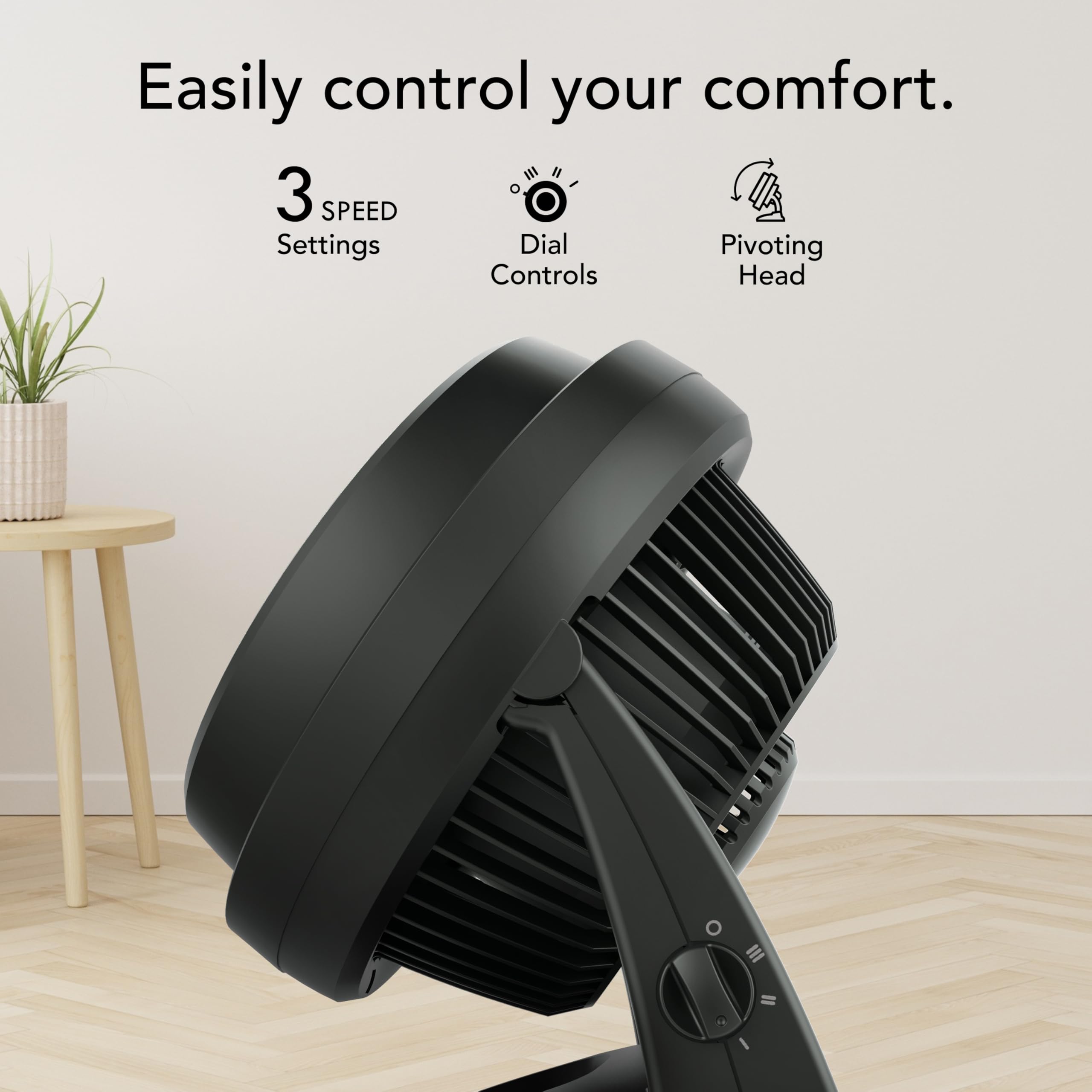Vornado 630 Mid-Size Whole Room Air Circulator Fan for Home, 3 Speed Settings, Adjustable Tilt, Removable Grill, 9 Inch, Powerful Airflow, Manual Control Dial, Quiet Fan for Bedroom, Black