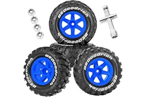 RCYouHott RC Wheels and Tires Off Road Monster Truck TRX E-REVO Summit HPI SAVAGEGT-2XS REDCAT Volcano-16 for 1/12 1/14 1/16 E-REVO MJXRC 16208 16209 16210,Rc Plastic Wheels,Navy Blue