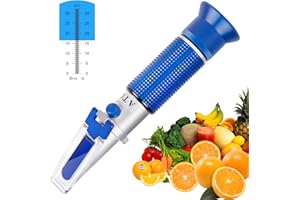 NEEBETEK 0-32% Brix Meter Refractometer for Measuring Sugar Content in Fruits Juice, Sugary Drinks, Milk Tea, Industrial Cutting Fluid Concentration Tester with ATC Function, Hydrometer in Wine Making