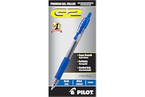 Pilot G2 Premium Gel Roller Pens, Bold Point 1 mm, Blue Ink Pens Bold Point, Pack of 12 - Ideal for School, Journaling, and Office Writing