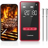 Meatmeet Wireless Meat Thermometer Bluetooth, Standalone Base, 2 Probes | 6 Sensors With &plusmn;0.18&deg;F Accuracy, WiFi, IP69 Waterproof, AI-Guided Cooking, for Kitchen, BBQ, Grill, Oven, and Smoker (X Pro)