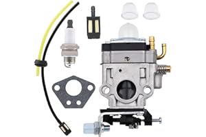 FitBest WYK-74 Carburetor with Fuel Line Kit Spark Plug for Husqvarna 145BT Kawasaki TE45DX Walbro WYK-74 WYK-74-1 Backpack Leaf Blower