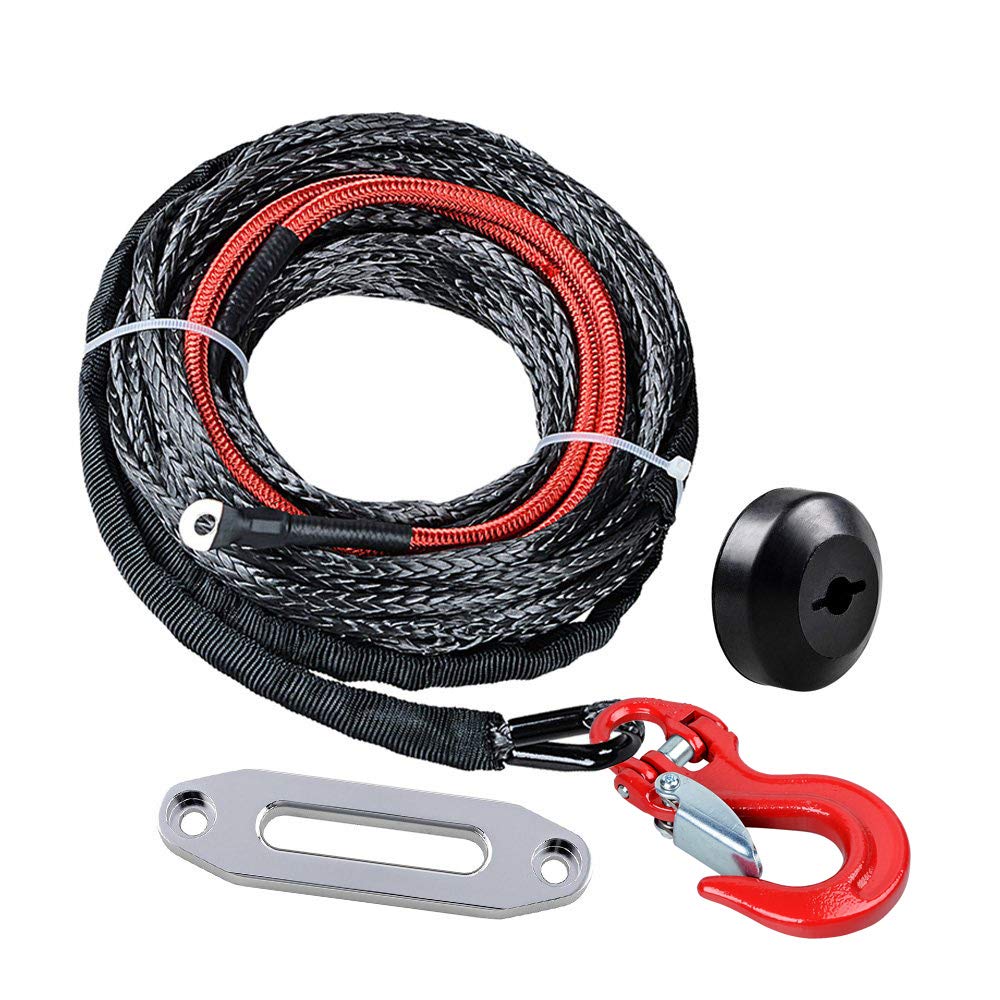 1pc 50ft 3/16 Black 22 Heat Guard Synthetic Winch Rope Cable 5400LBS w