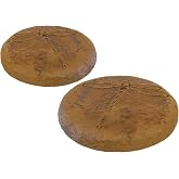 BestNest Athens Round Dragonfly Stepping Stones, Autumn Wheat, Pack of 2