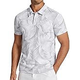 COOFANDY Men's Polo Shirts Short Sleeve Print Performance Golf Shirts Fashion Casual Beach Collared T-Shirts
