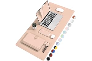 TOWWI Dual Sided Desk Pad, Large Desk Mat, Waterproof Desk Blotter Protector Mouse Pad, Leather Desk Pad Large for Keyboard and Mouse (36" x 17", Pink/Silver)