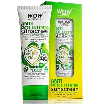 WOW Anti Pollution SPF40 Water Resistant No Parabens & Mineral Oil Sunscreen Lotion, 100mL