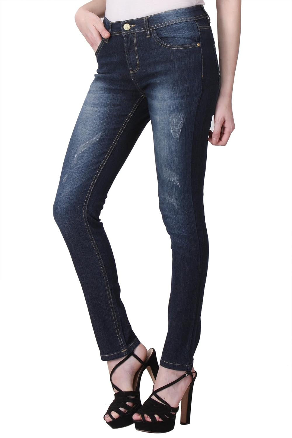 kotty women's cotton ripped-stone-washed jeans