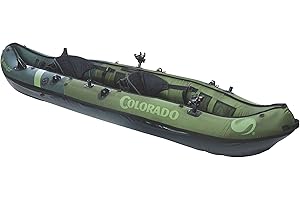 Sevylor Colorado 2-Person Inflatable Fishing Kayak Complete with Paddle & Rod Holders Adjustable Seats and Carry Handle; Kayak Can Fit Trolling Motor