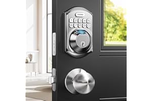 TEEHO TE002K Keyless Fingerprint Deadbolt Door Lock - Smart Lock with Handle and Keypad - Satin Nickel
