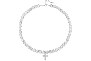 QINJIEJIE Baseball Necklace for Men Cross Baseball Necklace Drip Adjustable 16in Christian Cross Chain for Women Bling Rhinestone Beaded Accessories Gifts for Team Players Lovers