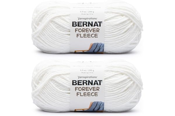 Bernat Forever Fleece White Noise Yarn - 2 Pack of 280g/9.9oz - Polyester - 6 Super Bulky - 194 Yards - Knitting/Crochet