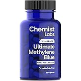 Chemist Labs Methylene Blue Capsules for Humans - USP Grade 99% Purity, Methylene Blue Pharmaceutical Grade, Third Party Tested, Supports Cellular & Mitochondrial Function, Made in USA, 60 Count