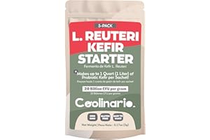 Coolinario L Reuteri Kefir Starter Powder (5-Pack, 1g Sachets) Live Kefir Cultures with Lactobacillus Reuteri Probiotics | Creamy & Tangy | Non-GMO, No Preservatives, Gluten Free, Halal, Kosher