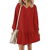 KISSMODA Womens Sweatshirt Dress Fall Long Sleeve Pullover Tops Patchwork Casual Mini Dresses