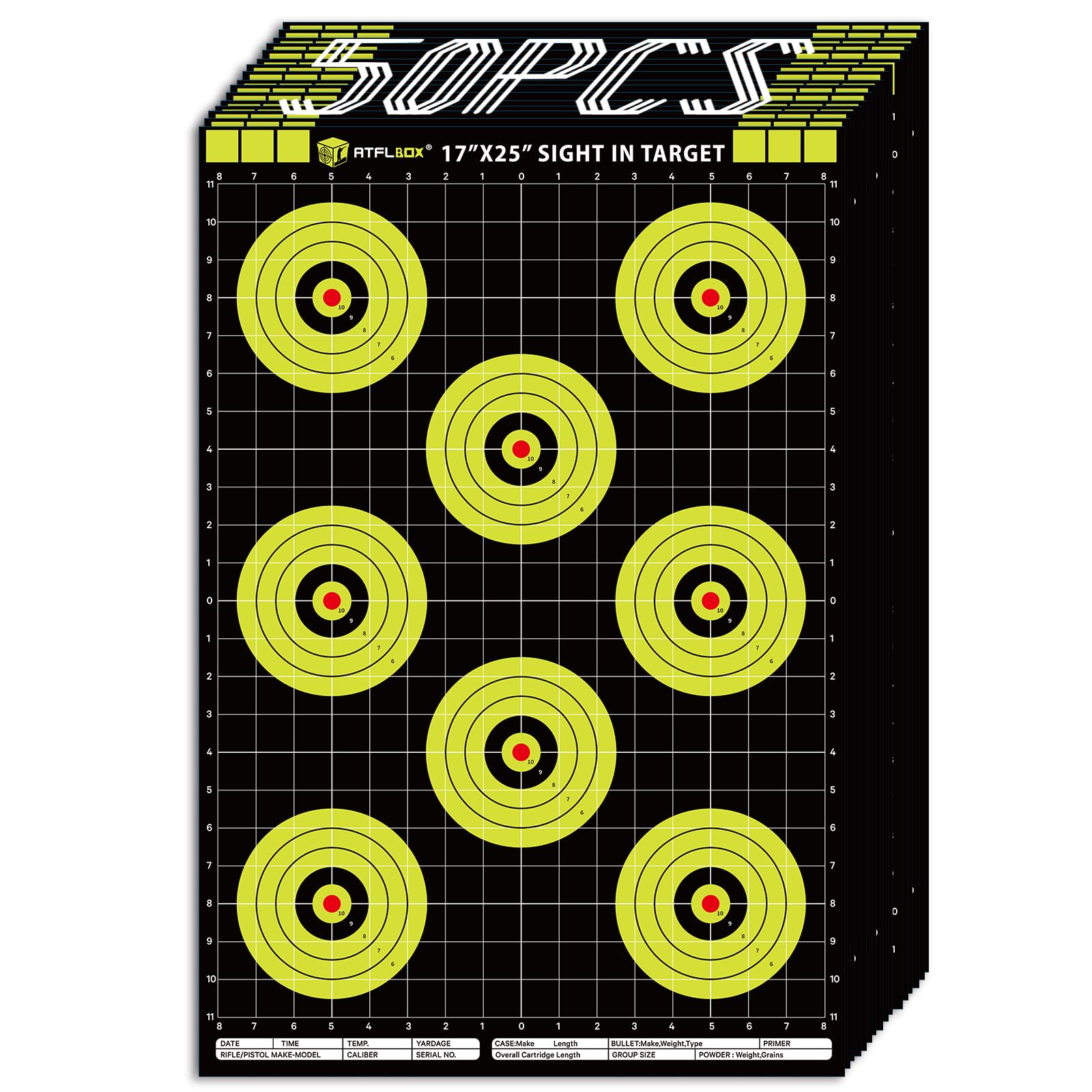 Shooting Targets For The Range ATFLBOX 25-Pack 12x12 Inch Splatter Paper Targets - High-Visibility Shooting Targets For Air Guns, Rifles & More Airsoft Rifle