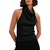 Langwyqu Womens Turtleneck Sweater Vests Sleeveless Knit Halter Tank Tops Sexy Loose Cami Shirts