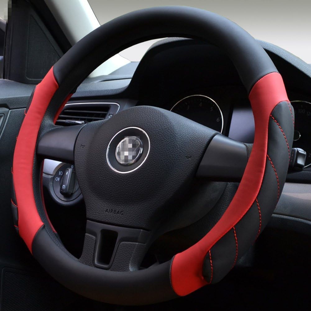 Amazon 赤 ハンドルカバー 使いやすい かっこいい 握りやすい 車 軽自動車 すべらない 自動車 カー 用品 おしゃれ Mサイズ 37 38cm ハンドルカバー 車 バイク